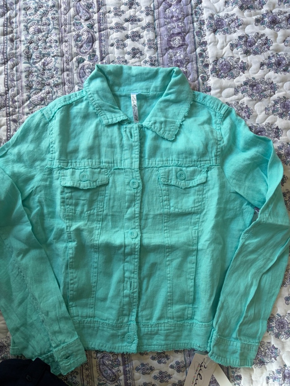 SPRING/TRAVEL! 🌸 Lulu-B NWT Aqua Button-Up Linen Jacket